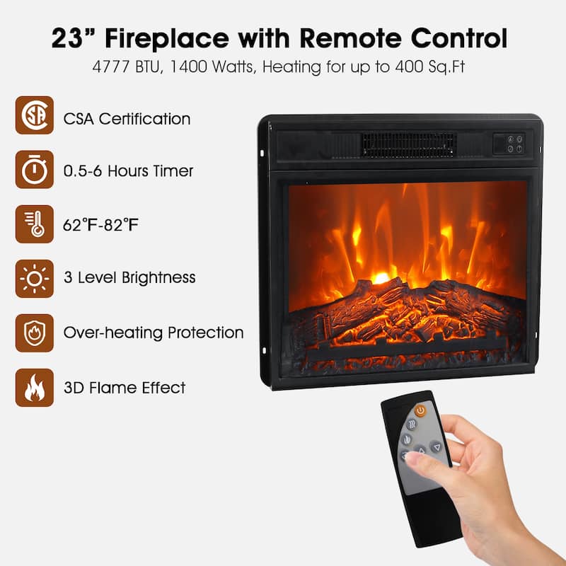 68" Farmhouse Dark Brown Electric Fireplace TV Stands Console for 78-inch TV with Remote