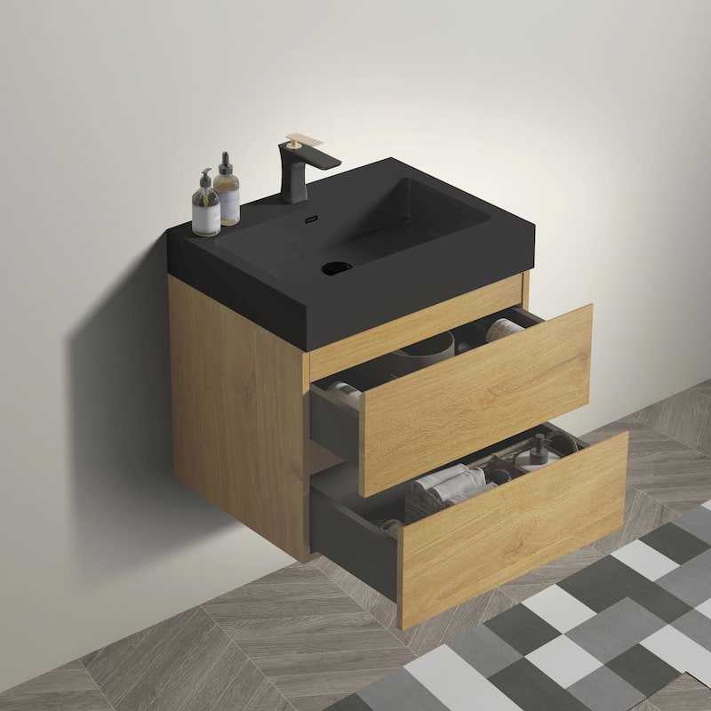 36"/30"/24" Floating Bathroom Vanity with Sink, Wall-Mounted Storage Cabinet