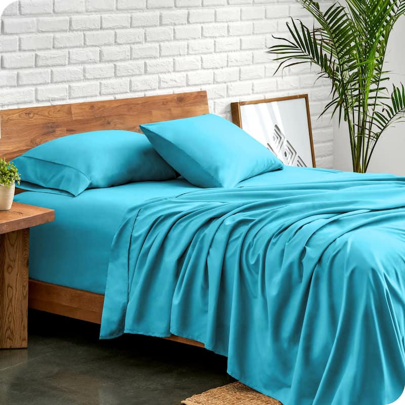 Bare Home Double Brushed Deep Pocket Sheet Set - Twin XL - Aqua