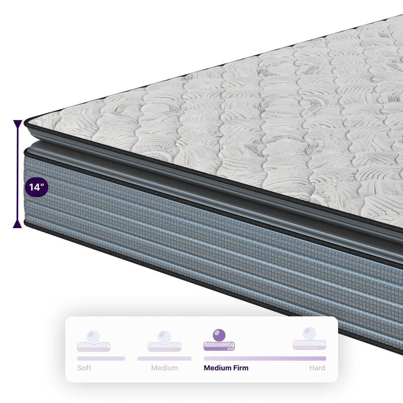 Isabella 14 Inch Twin Hybrid Pillow Top Mattress, CertiPUR-US Certified