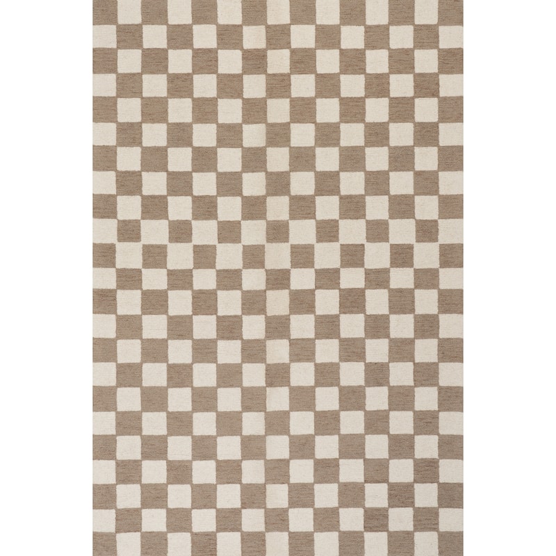 Nuloom Quinarae Checkered Wool-Blend Rug - 5' x 8' - Taupe - Rectangle