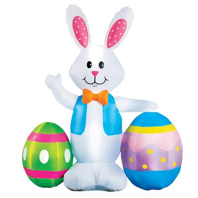 5 Ft Easter Bunny with Eggs Inflatable Yard Decoration - 12.000 x 9.400 x 4.750
