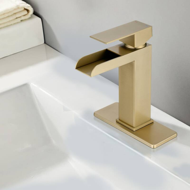 YASINU Waterfall Single Handle Bathroom Faucet with Pop-up Assembly Overflow Drain