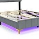 preview thumbnail 9 of 8, Velvet Platform Bed with Comfortable Headboard, LED Frame and Stylish Metal Bed Legs, Full Size, Grey
