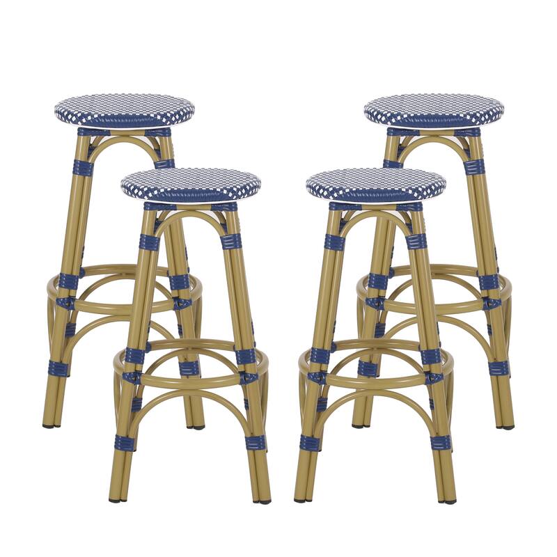 Starla Outdoor Aluminum and Wicker 29.5 Inch Barstools (Set of 4) by Christopher Knight Home