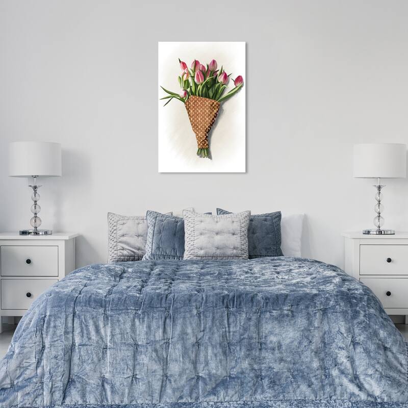 Wynwood Canvas Floral and Botanical French Wrapped Tulips Brown and Traditional Wall Art Canvas Print - 36 x 24