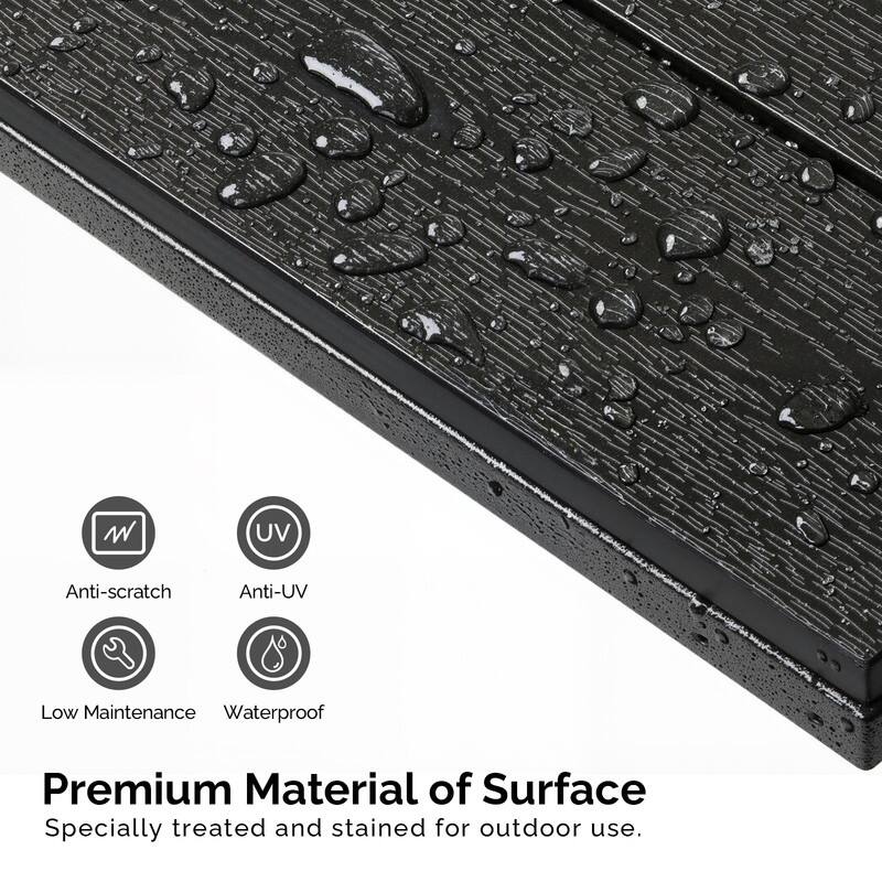 35 in Black Rectangular Metal Outdoor Coffee Table, 2-Tier Space-Saving Patio Table