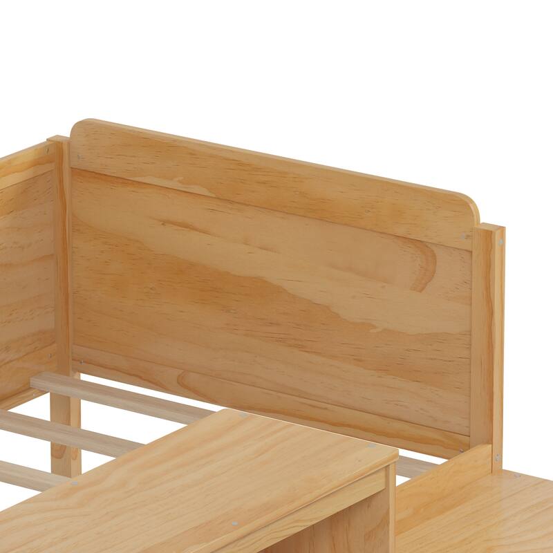 Multi-functional Wooden Twin Size Daybed with Storage, Study Desk, and Matching Stool