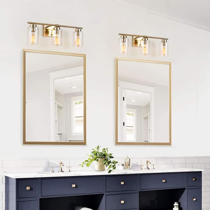 22.83 in. 3-Light Modern Wall Sconce Bathroom Vanity Light with Glass Shade