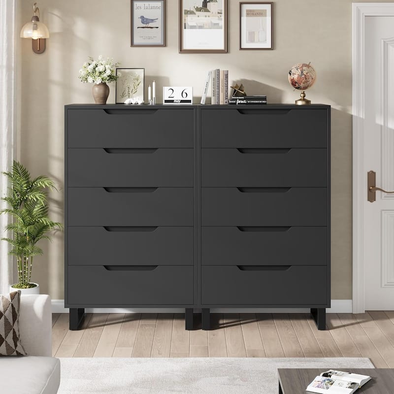 5-Drawer Dresser for Bedroom, 50" Tall Freestanding Vertical Wooden Chest Storage