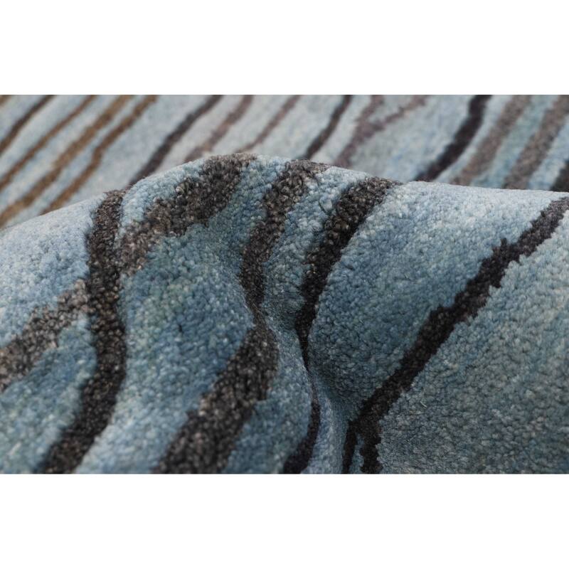 ECARPETGALLERY Hand-knotted Peshawar Ziegler Light Blue Wool Rug - 5'1 x 7'1