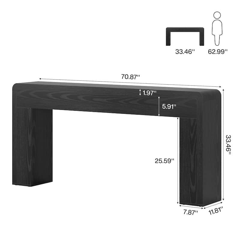 Industrial Rustic Brown Extra Long 70.9" Console Table for Entryway