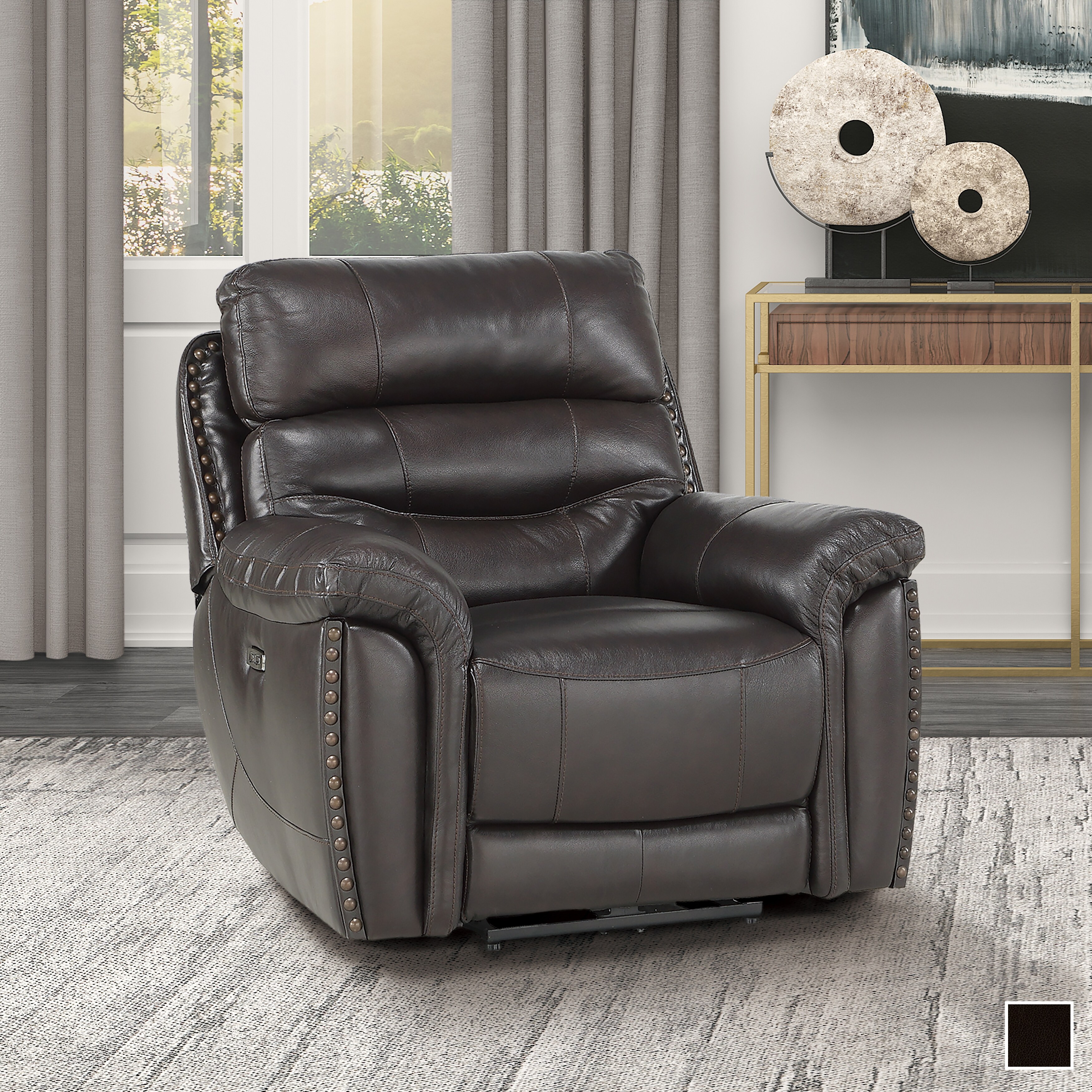 Shop Moreau Leather Power Reclining Chair With Power Headrest On Sale Overstock 31436946