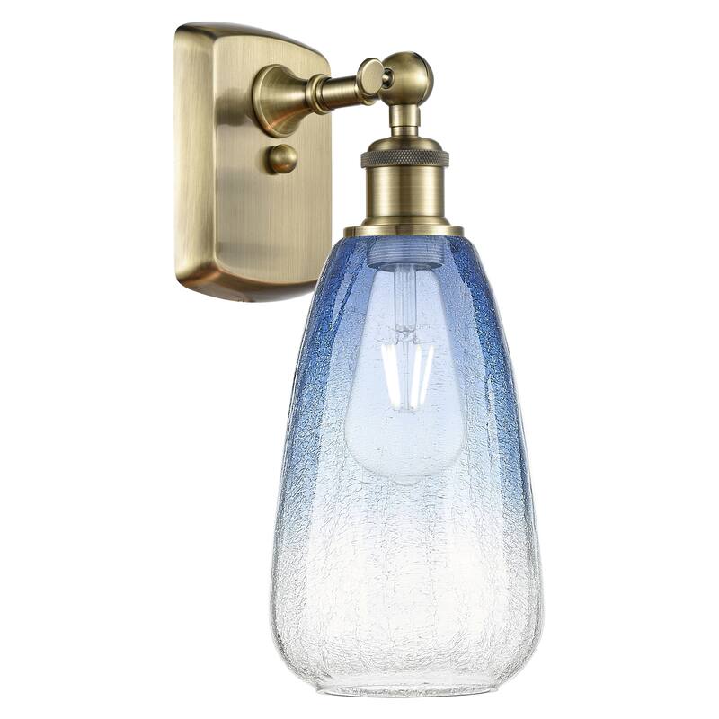 Innovations Lighting Endless Possibilities Ballston - Brookhaven Almond - 1 Light 6" Sconce - Antique Brass/Sapphire Blue
