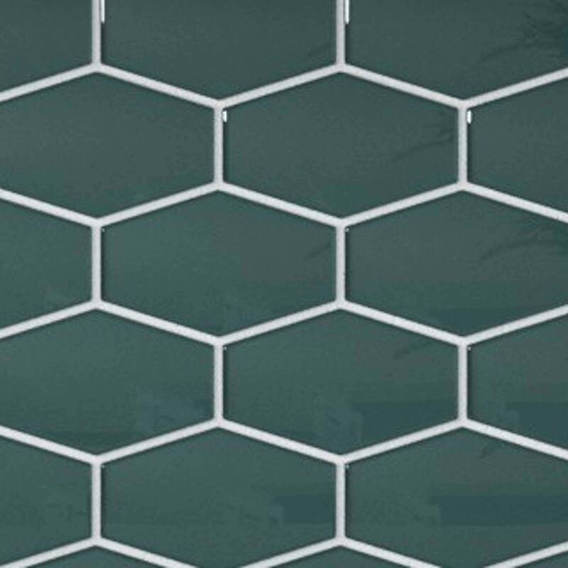 Cruz Bay Studio MKT2871 Long Hex - 11" x 11" Geometric Wall Tile - - Marine Gloss