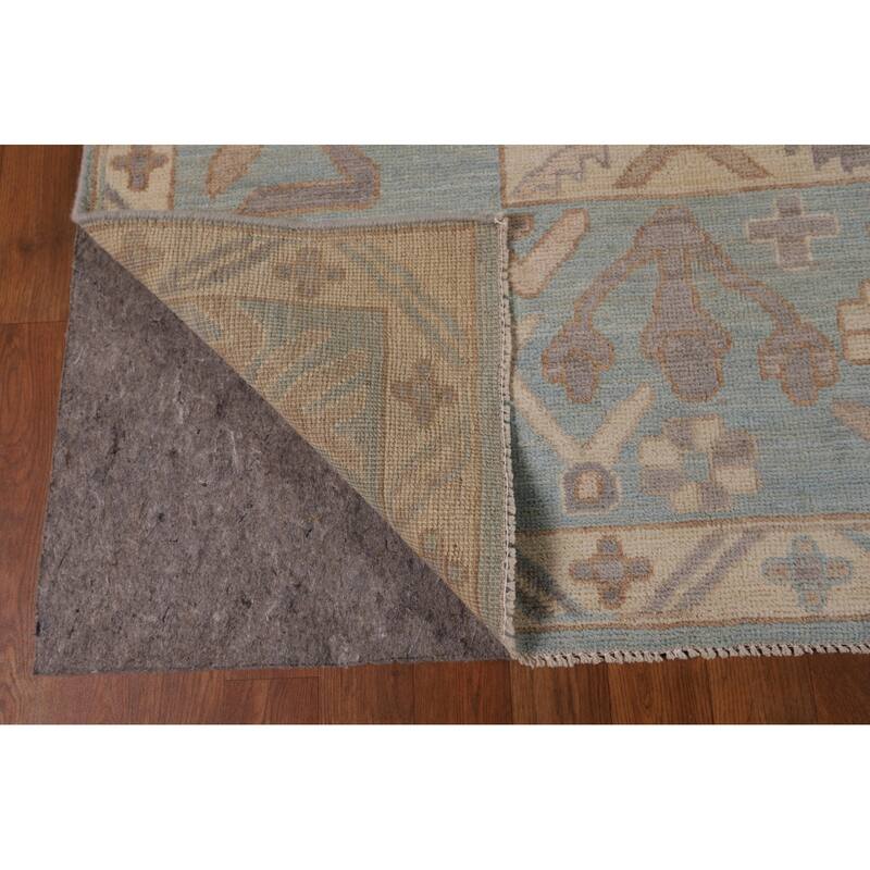 Light Blue Oushak Vegetable Dye Rug Hand-Knotted Wool Carpet - 8'1"x 10'1"