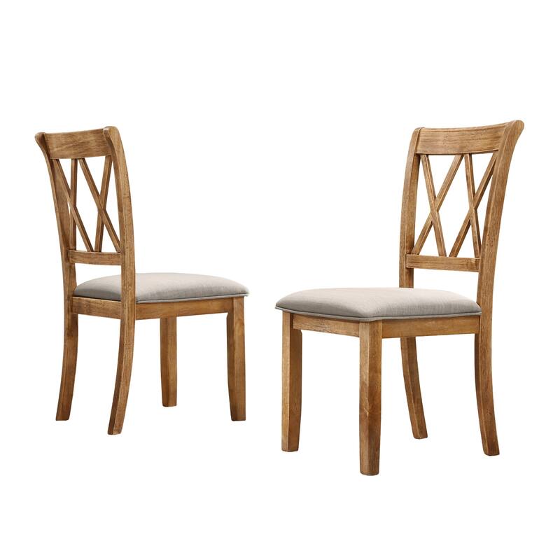 Roundhill Furniture Windvale Upholstered Cross-back Dining Chair, Set of 2