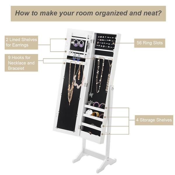 Shop New Mirrored Jewelry Cabinet Armoire Mirror Organizer Storage