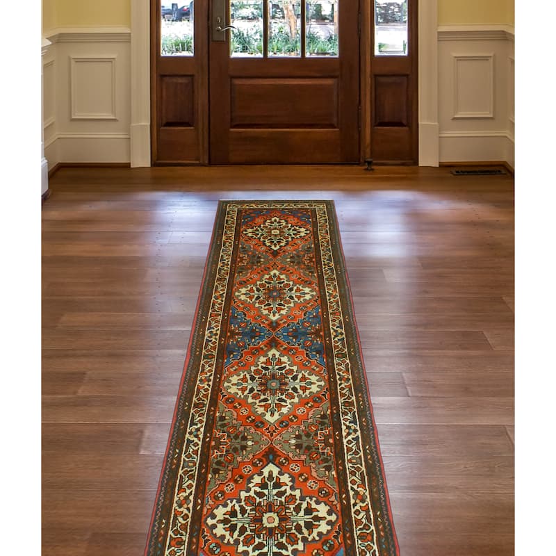 Fine Vintage Distressed Zakiya Orange/Blue Runner - 2'5" x 9'7"