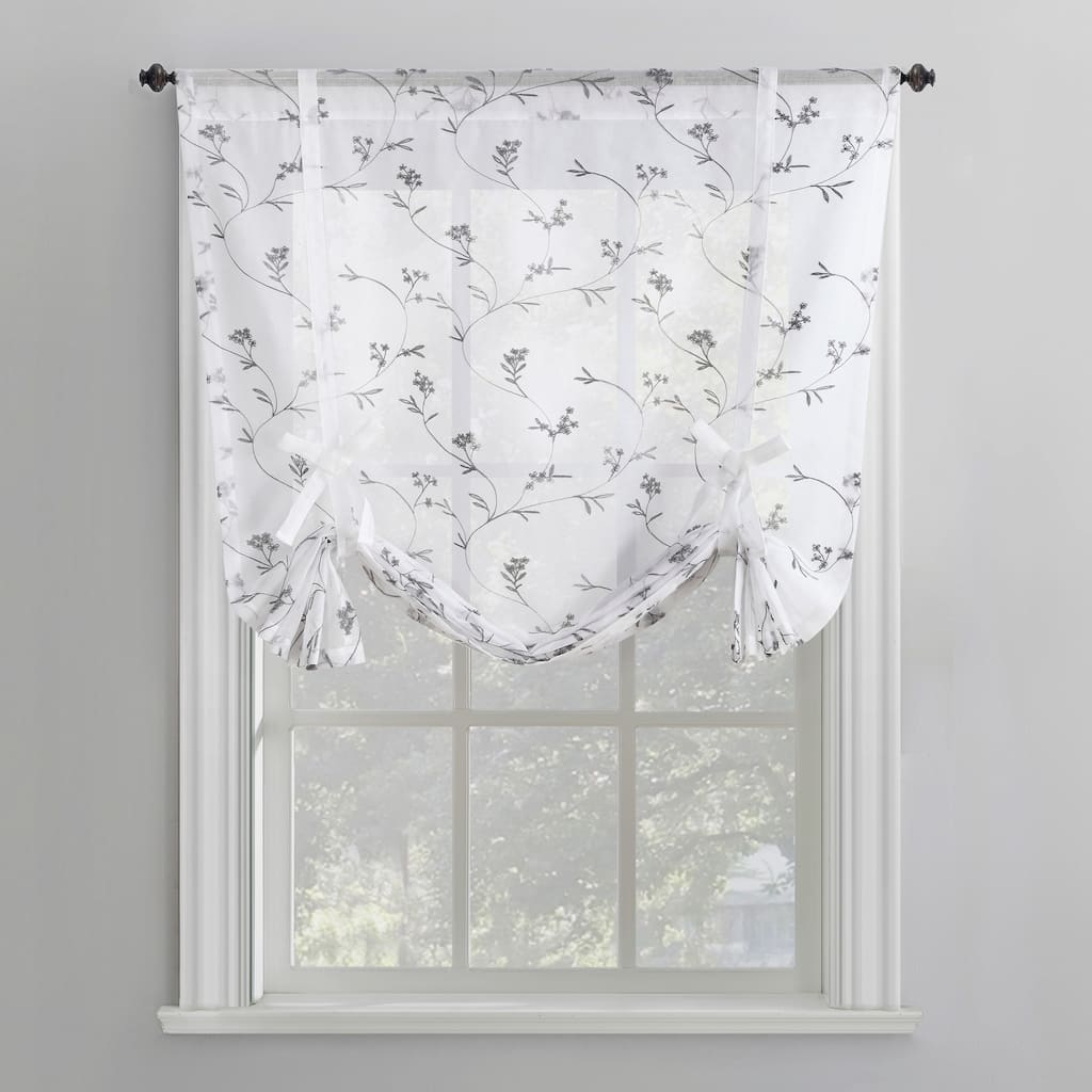 No. 918 Bridget Embroidered Leaf Rod Pocket Window Tie-up Shade