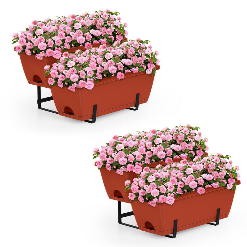 2 Tier Vertical Garden Planter for Flower Fruit Vegetable with Drain Holes - Red - 2-PCS