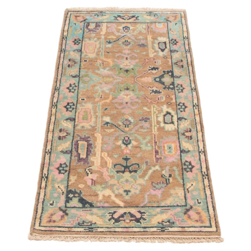 ECARPETGALLERY Hand-knotted Modern Oushak Tan Wool Rug - 2'6 x 5'10