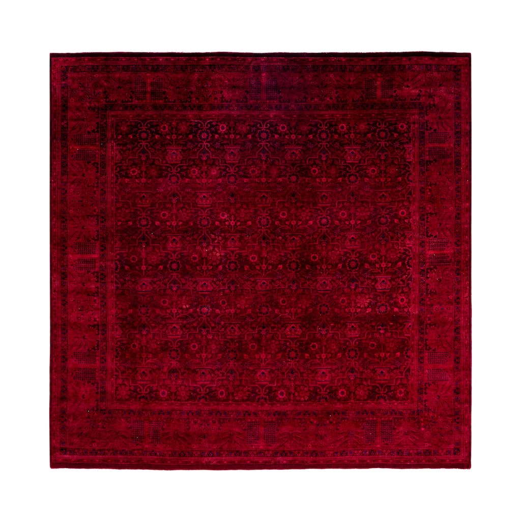 Overdyed Hand-Knotted Wool Modern-Contemporary Red Area Rug 8' 0" x 8' 2"