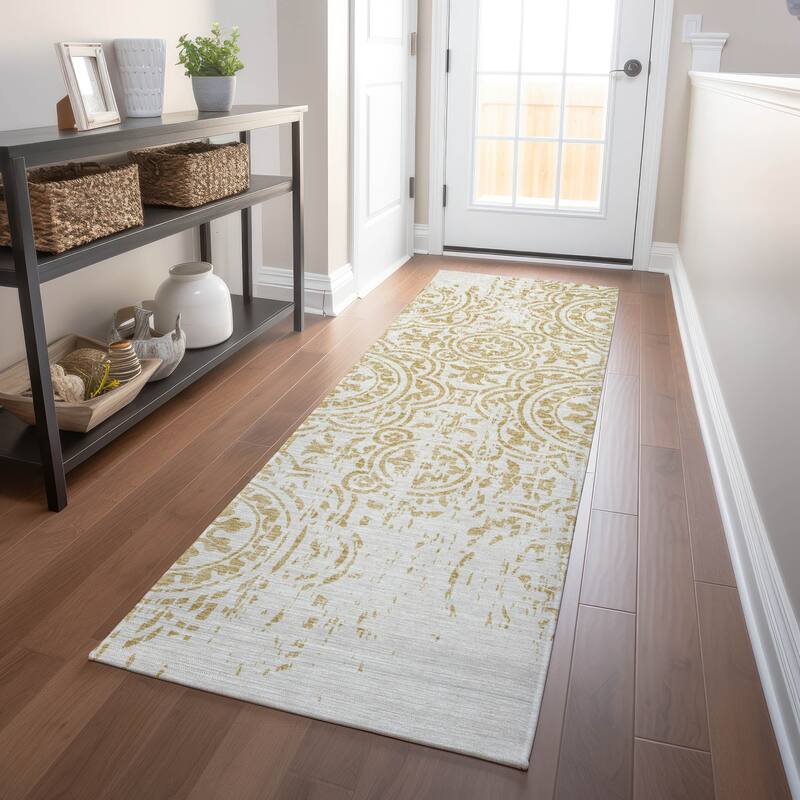 Premium Washable Super Soft Vanishing Medallion Mayfield Rug - Gold - 2' 3" x 7' 6"