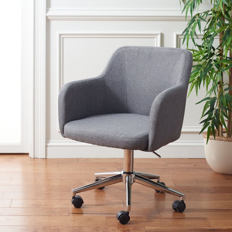 SAFAVIEH Filareta Swivel Office Chair - 24Wx23Dx36H - Grey/Chrome