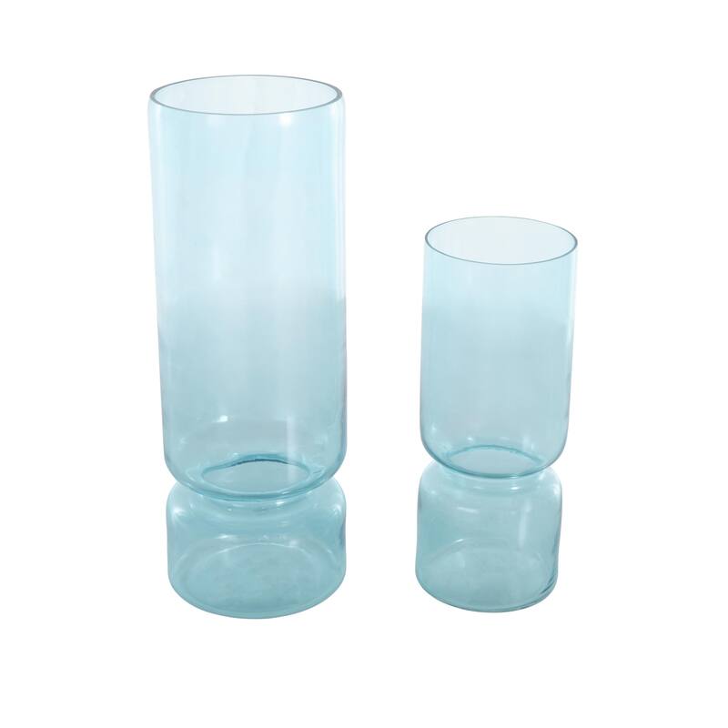 Glass Modern Round Decorative Vase - Set of 2 Blue or Green - Roche River Decor