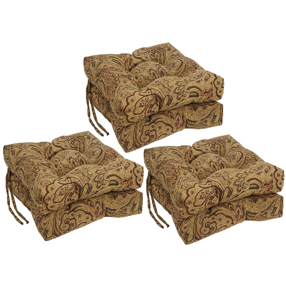 16-inch Square Jacquard Chenille Tufted Chair Cushions (Set of 2 or 4) - 16 x 16