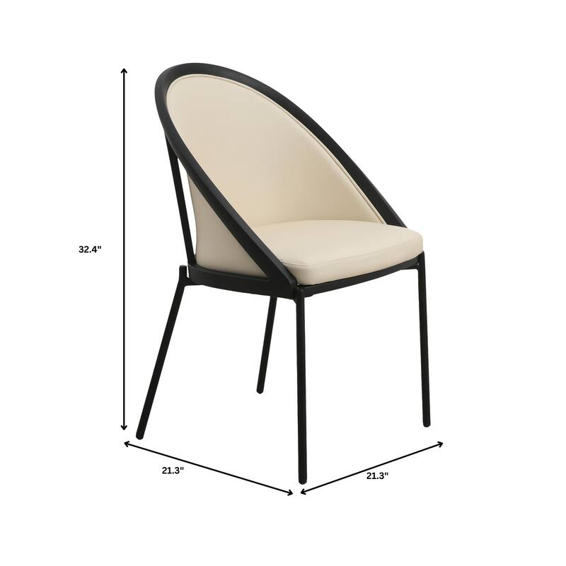 Vinyl Dining Chair with Curved Back and Stainless Steel Legs Set of 4