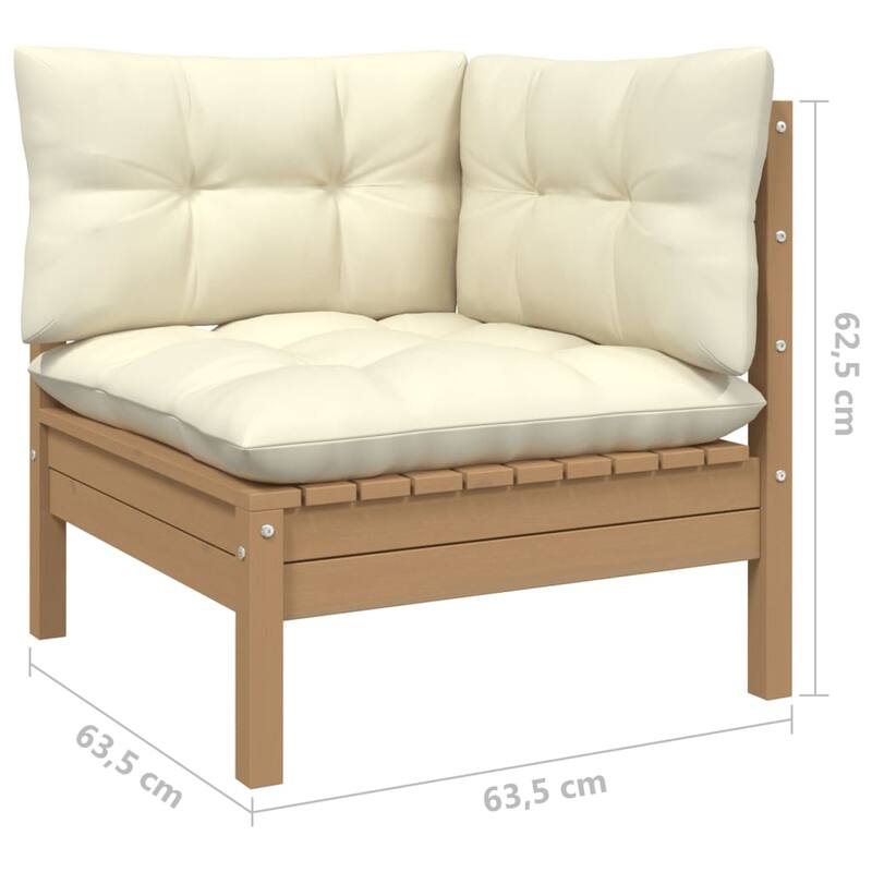 vidaXL Solid Pinewood Patio Lounge Set 7 Piece with Cushions Multi Colors
