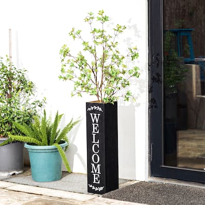 Glitzhome 30"H Rustic Home & Welcome or Porch & Welcome Double Sided Wooden Planter Sign Front Door Decor(2025 Quality-upgraded)