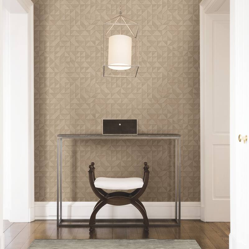 A-Street Prints Gallerie Beige Geometric Wood Wallpaper
