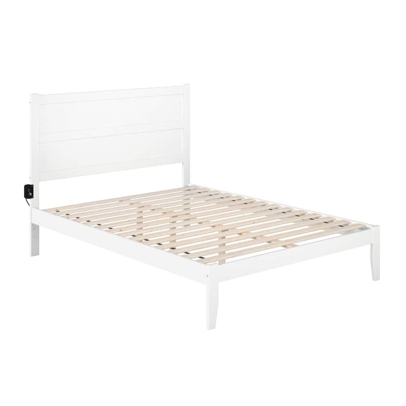 Rustic Romance Platform Bed - Solid Wood Frame, Modern Design, Charging Station Included