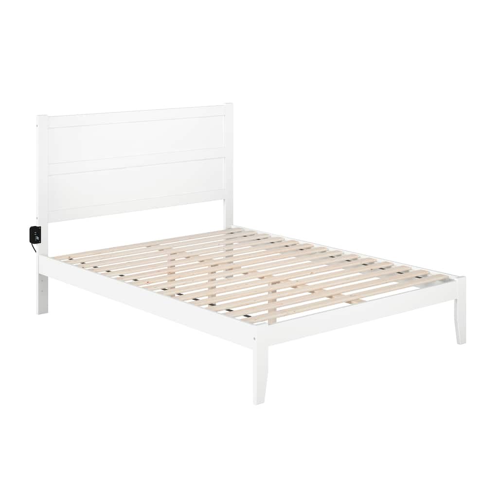Rustic Romance Platform Bed - Solid Wood Frame, Modern Design, Charging Station Included