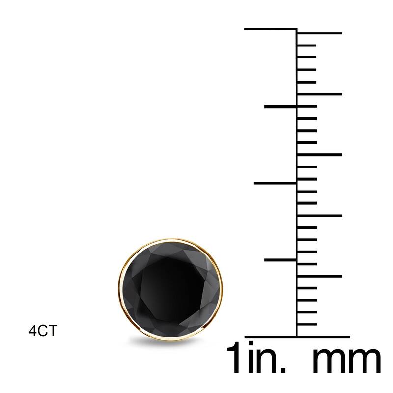 Auriya 1/2 to 4ctw Round Black Diamond Stud Earrings 14k Yellow Gold Bezel-set - 4ctw