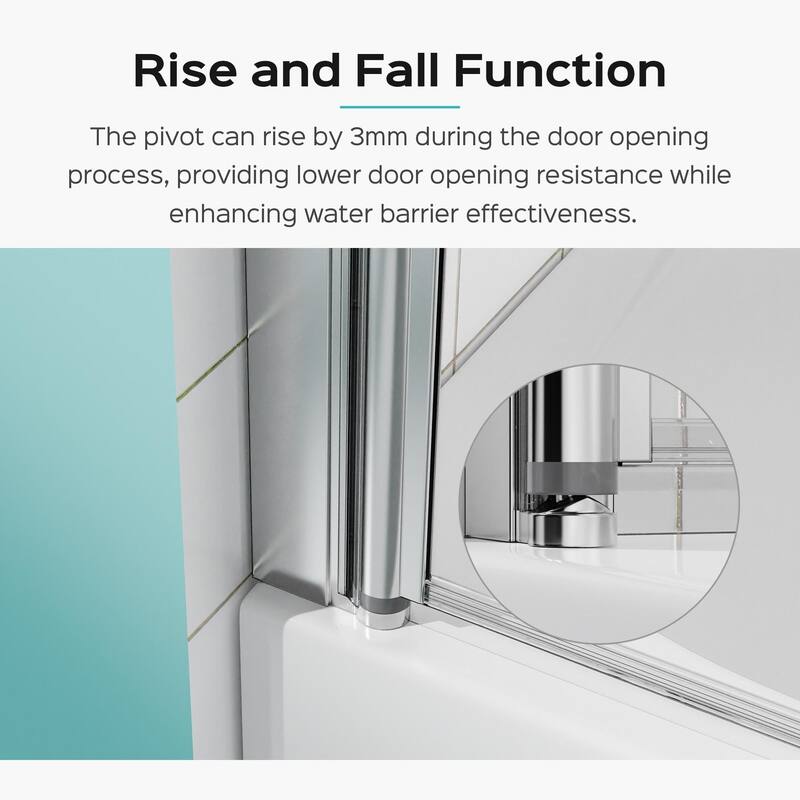 34"W x 58"H Frameless Folding Pivot Tub Door