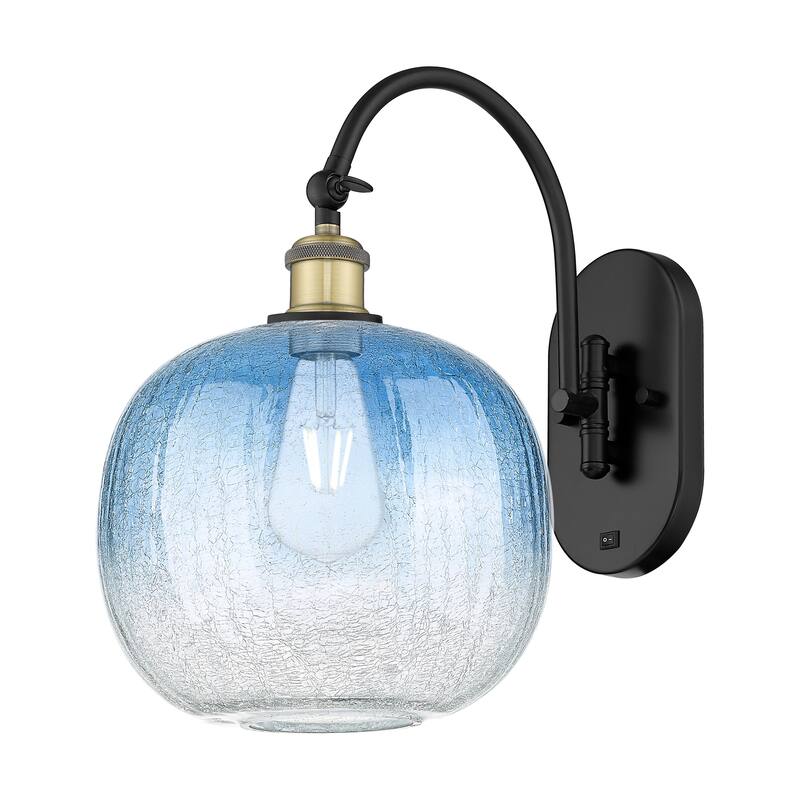 Innovations Lighting Endless Possibilities Ballston - Brookhaven Sphere - 1 Light 11" Swiveling Sconce - Black Antique Brass/Sapphire Blue