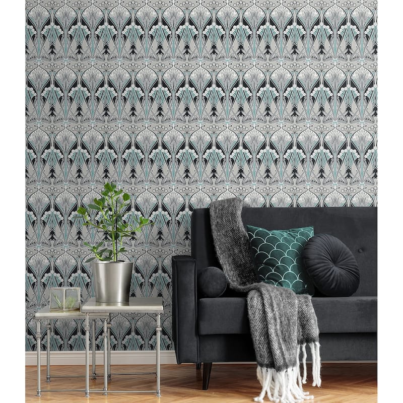 Seabrook Designs Dragonfly Damask Nonwoven Unpasted Wallpaper