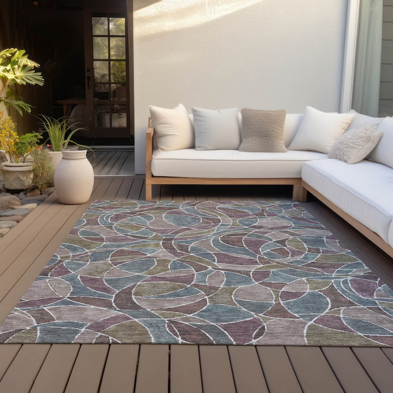 Machine Washable Indoor/Outdoor Casual Mosaic Chantille Rug - Plum - 10' x 14'