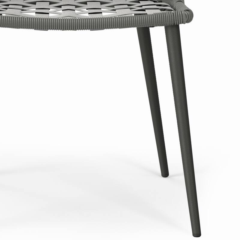 WyndenHall Kiki 20 inch Wide Contemporary Outdoor Dining Chair (Set of 2) in Grey Polyester Fabric - 24" D x 20" W x 33.9" H