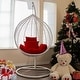 preview thumbnail 5 of 19, Wicker Rattan Hanging Swing Chair with White Metal Stand and Grey Cushion Red