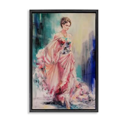 Stupell Sophisticated Woman in Dress Framed Floater Canvas Wall Art Design By Lucille Lee