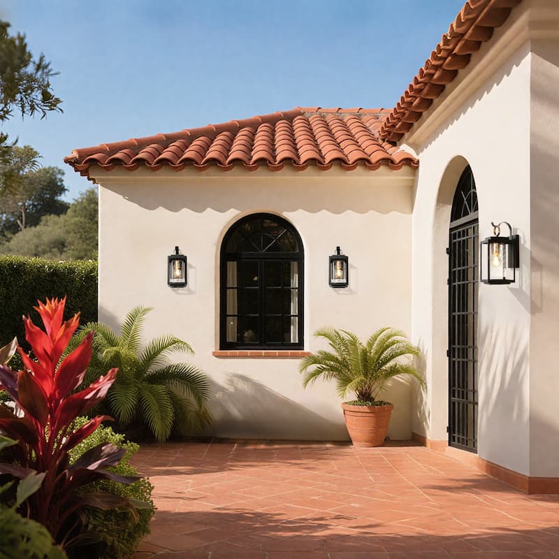 Modern Black Gold 1-Light Outdoor Wall Sconce Porch Patio Lantern Lamp - L5.9"*W7.5"*H13.2"