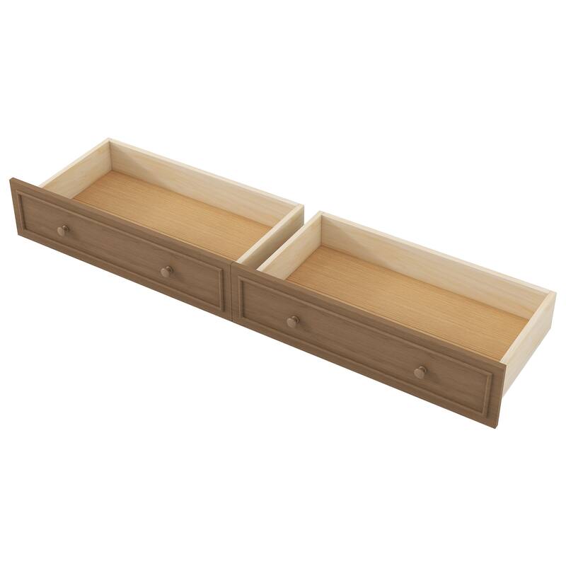 Full Size Wood Daybed with Storage Shelves, USB Ports, LED Lights & 2 Drawers by Harper&Bright Designs