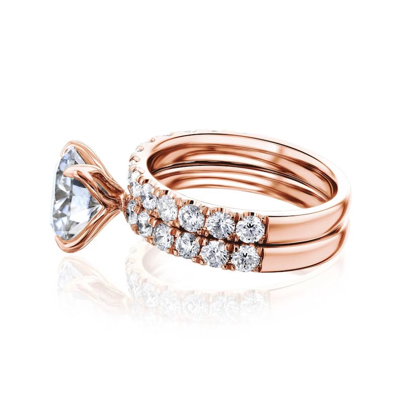 Kobelli 4.90 Carat Lab Grown Diamond Certified 14k Solid Gold Comfort Fit Half Eternity Florence 2pc Bridal Set (EF/VS)