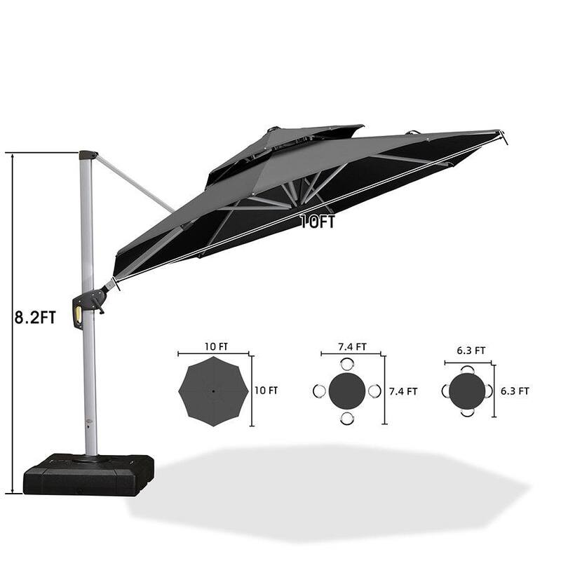 PURPLE LEAF 10 ft Double Top Round Windproof Offset Hanging Patio Umbrella