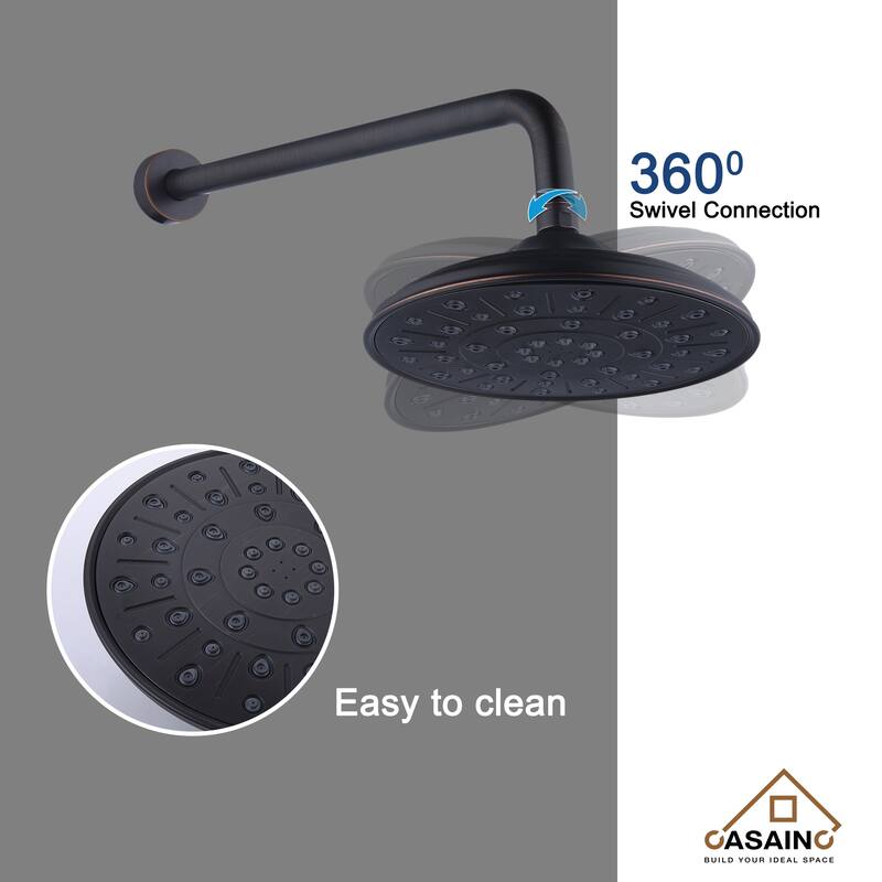 CASAINC Wall-mounted Rain Shower Faucet with Pressure Balanced Valve